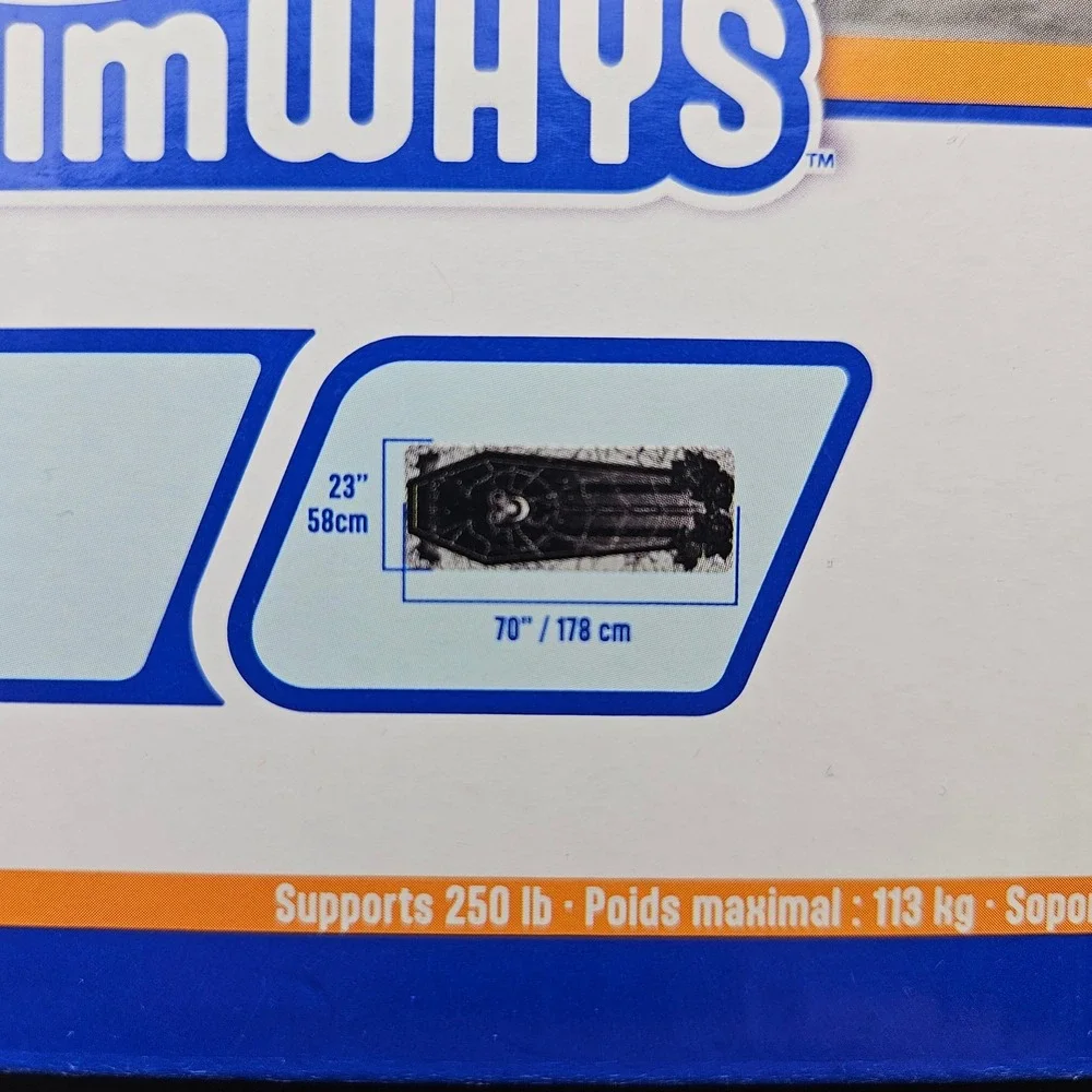 Swimways Wednesday Suntanner Pool Float Coffin Shape Over 5.8 Feet‎ Long New
